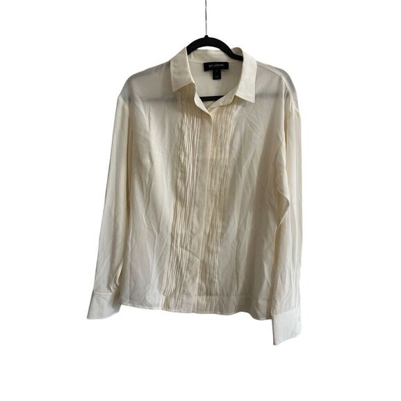 St Johns Womens Cream Pleated Button Up Blouse Size 6 - Picture 1 of 10